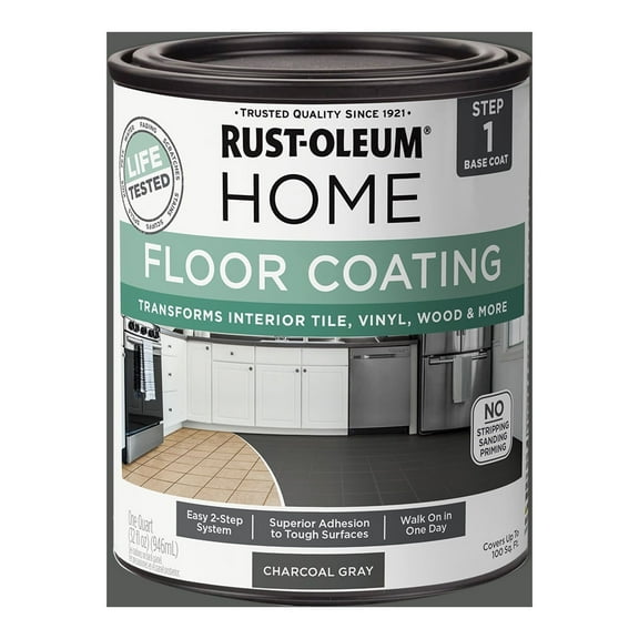 4 Pack, Charcoal Gray, Rust-Oleum Home Floor Paint Matte - 365928, Quart
