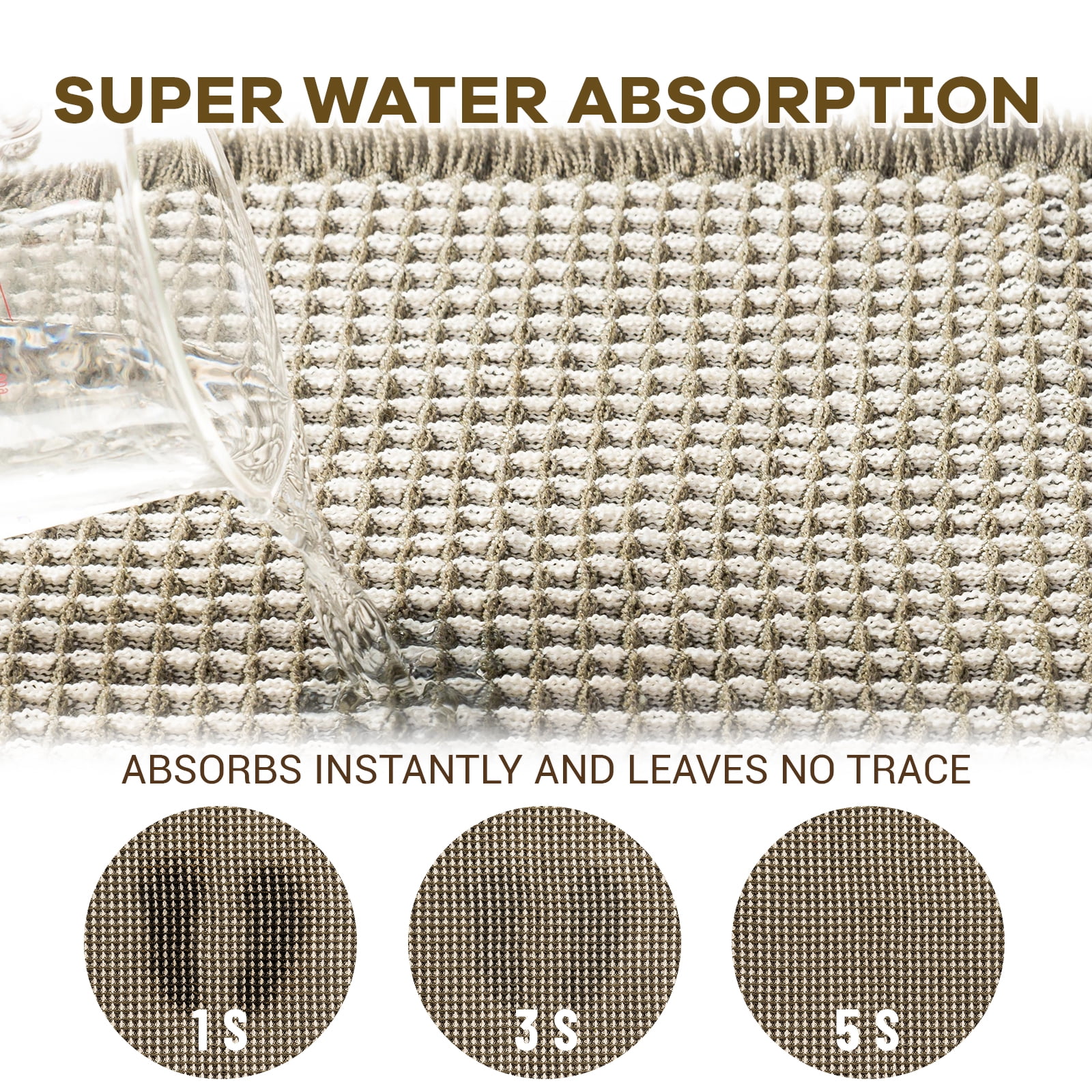 Large Waffle Bath Mat Set, Non Slip Bathroom Mat Set, Extra Soft Floor Bathroom Rugs Sets 2 Piece (20"×47" and 16"×24")