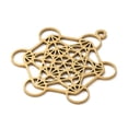 thumbnail image 2 of 201 Stainless Steel Pendants Laser Cut Metatron Cube Charm Golden 33x27x1mm Hole: 1.8mm, 2 of 3