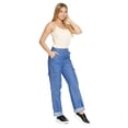 thumbnail image 2 of Pantalón Jeans Mom Tiro Alto Wide Leg Cargo Para Mujer Juvenil Cómodo 110109 azul 9 INCÃGNITA 110109, 2 of 5