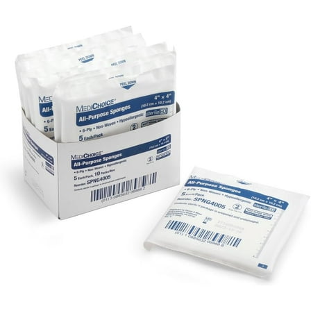 MediChoice All-Purpose Sponge, Non-Woven, Sterile, Hypoallergenic, 4x4 Inch, White, 1314SPNG4005 (Case of 160)