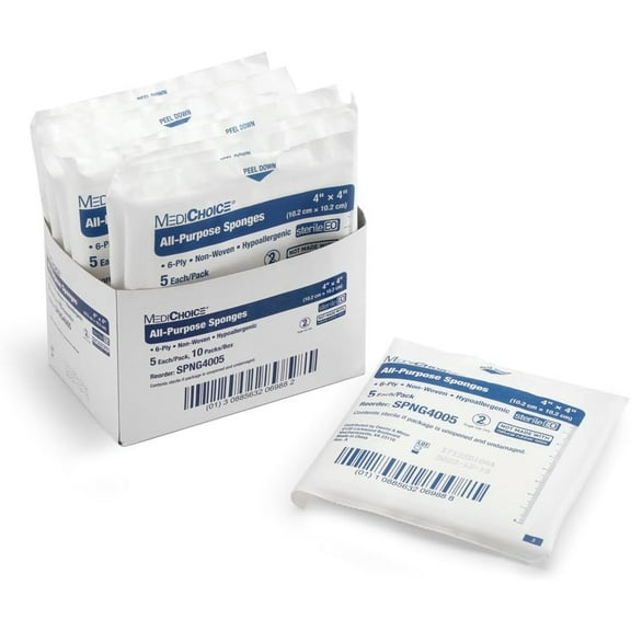 MediChoice All-Purpose Sponge, Non-Woven, Sterile, Hypoallergenic, 4x4 Inch, White, 1314SPNG4005 (Case of 160)