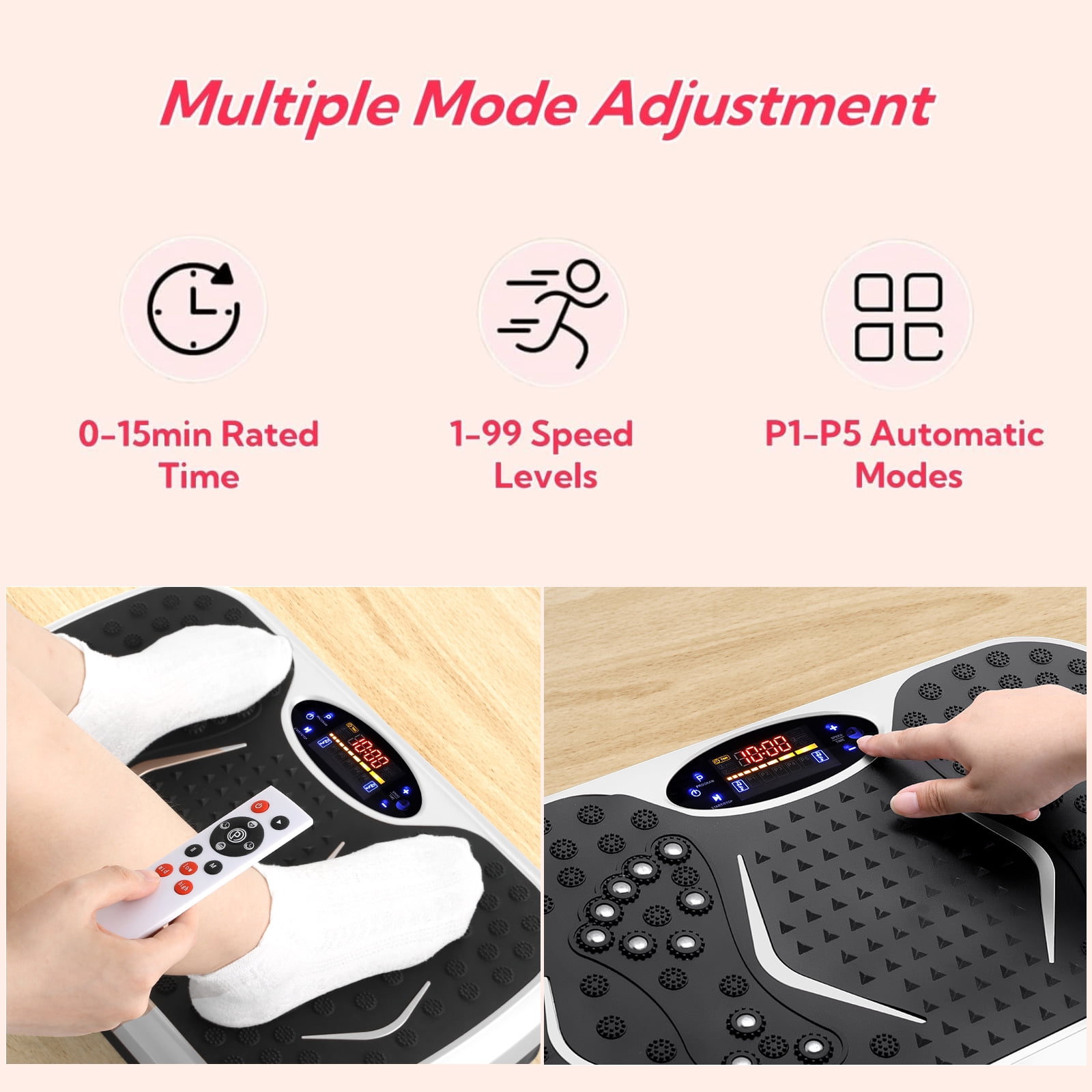 Arlopu Vibration Plate, Whole Body Workout Vibration Fitness Platform with 2 Resistance Bands