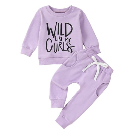 

Xiulive Toddler Boys Girls Long Sleeve Letter Prints T Shirt Pullover Tops Pants Outfits Kids Classic Fit Clothes set