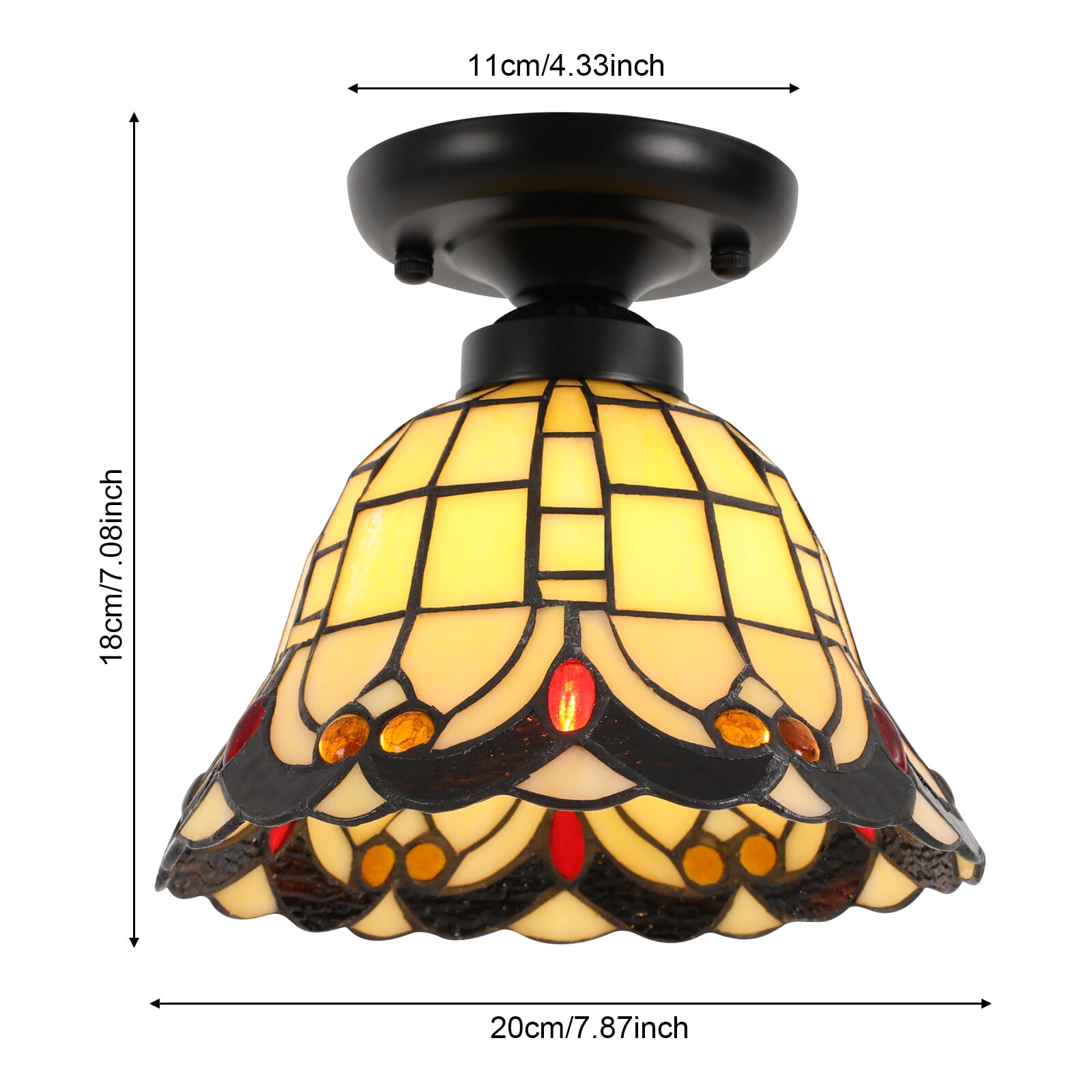 Artistic Glass Ceiling Light, Manual Welded Retro Design, 4.33in Stable Base, Illuminates 108sq ft Area for Kitchen/Dining