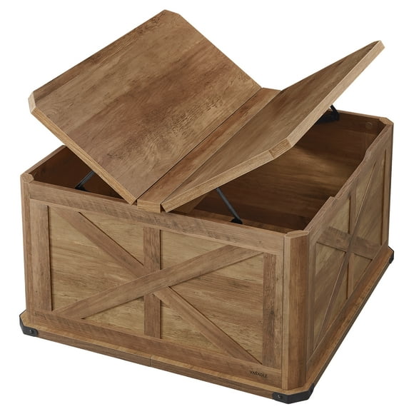 VASAGLE Farmhouse Coffee Table with Storage, Square Coffee Table for Living Room, Center Table with Flip-Top Lids