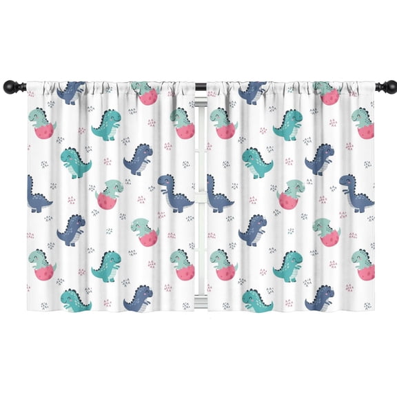 Blackout Kids Curtains,White Cartoon Dinosaurs Eggs Pattern Childrens Insulated Curtains Set Of 2,Bedroom Essentials,Toddler Room Decor 42"x54"
