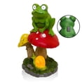 thumbnail image 5 of Alpine Corporation Solar Frog Sitting on Mushroom Statue with LED Lighted Eyes, 5 of 5