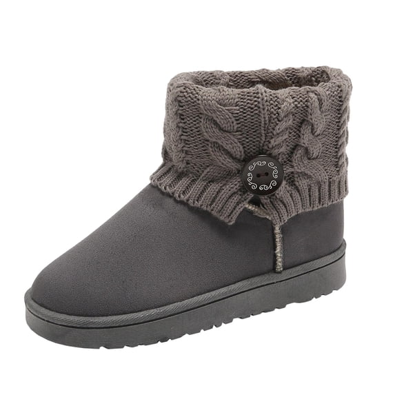 BXJX Womens Mid-Calf Boots, Warm Fleece-Lined Non Slip Slip On Snow Boots Gray Size 7