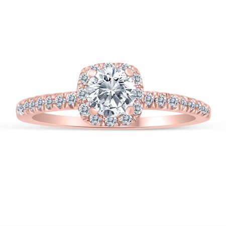 1/2ctw Diamond Halo Engagement Ring in 10k  Rose