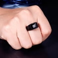 thumbnail image 2 of PAURO Men's Stainless Steel Vintage Square Agate Stone Signet Ring Black Plated, Blue Stone Size 13, 2 of 3