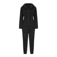 thumbnail image 5 of Women Zip-up Hoodie Plush Long Sleeve Pajama Solid Color Block Printed One Piece Bodysuits Outfits Sleepwear Hooded Jumpsuit Plus Size, 5 of 7