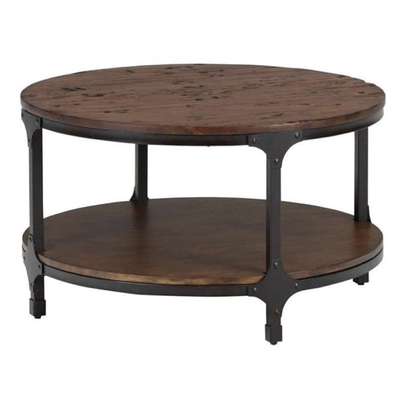 Bowery Hill Wood Round Coffee Table In Pine
