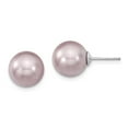 thumbnail image 1 of Sterling S Majestik Rh-pl 10-11mm Purple Imitat Shell Pearl Stud Earrings; for Adults and Teens; for Women and Men, 1 of 3