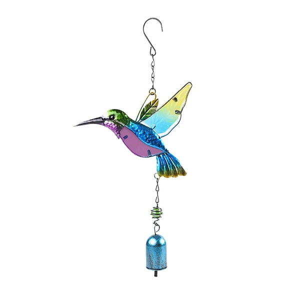 VogueV Wind Chimes Aluminum Hanging Ornament for Garden Yard Patio, Blue Hummingbird Bell Wind Chime, Soothing Metal Chimes for Outdoor Home Decor, Memorial Gift, 1X Hummingbird Wind Chime Pendant