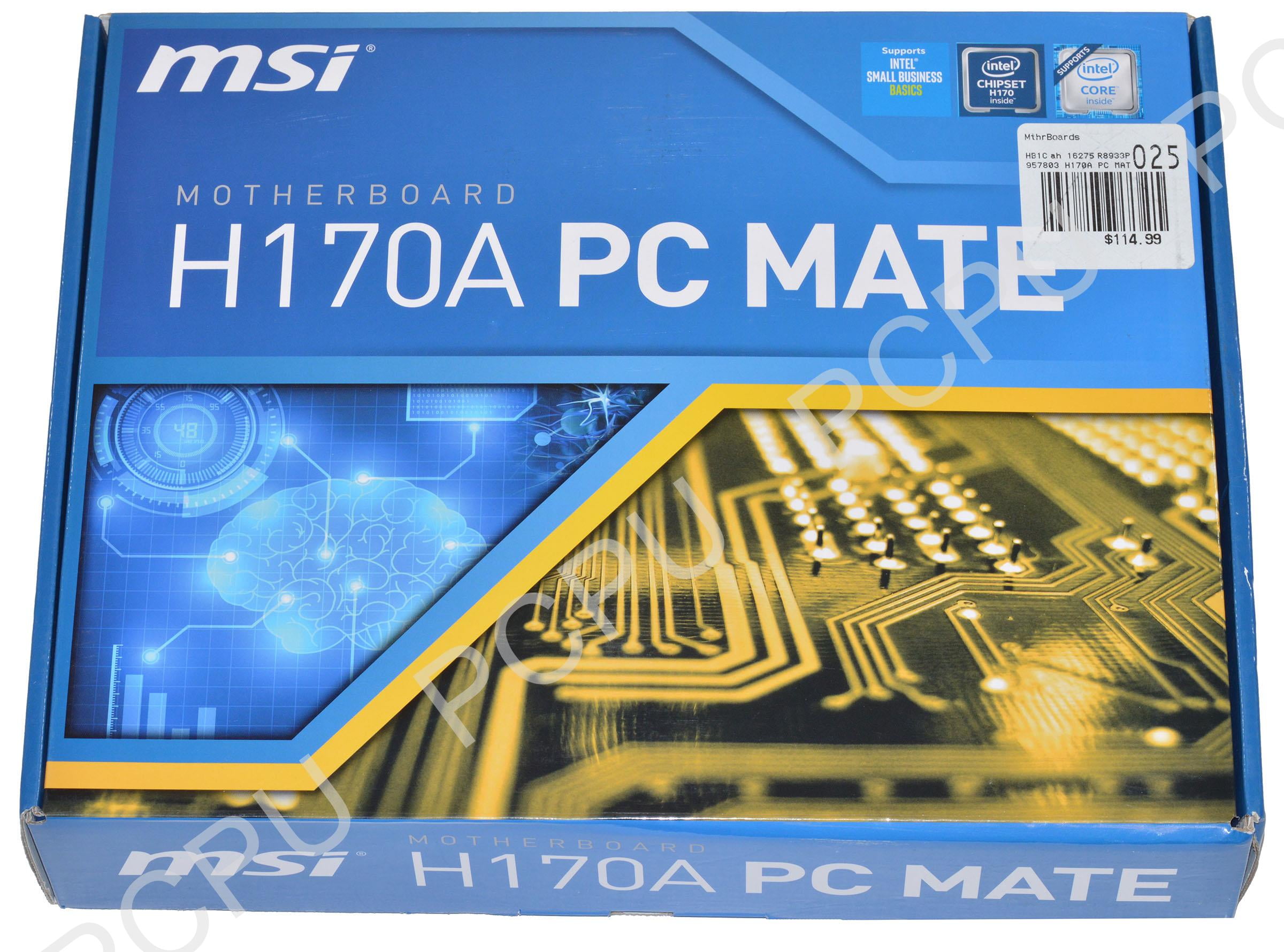 H170a Pc Mate Msi Intel Skylake H170 Lga 1151 Ddr4 Usb 3 1 Atx Motherboard H170a Pc Mate Walmart Com