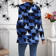thumbnail image 6 of WTOBBY Women's Lightweight Open Front Cardigan Sweater Long Sleeve Casual Loose Thin Knit With Pockets Halloween Print Cover Up Top For Fall Layering,Dark Blue XL, 6 of 6