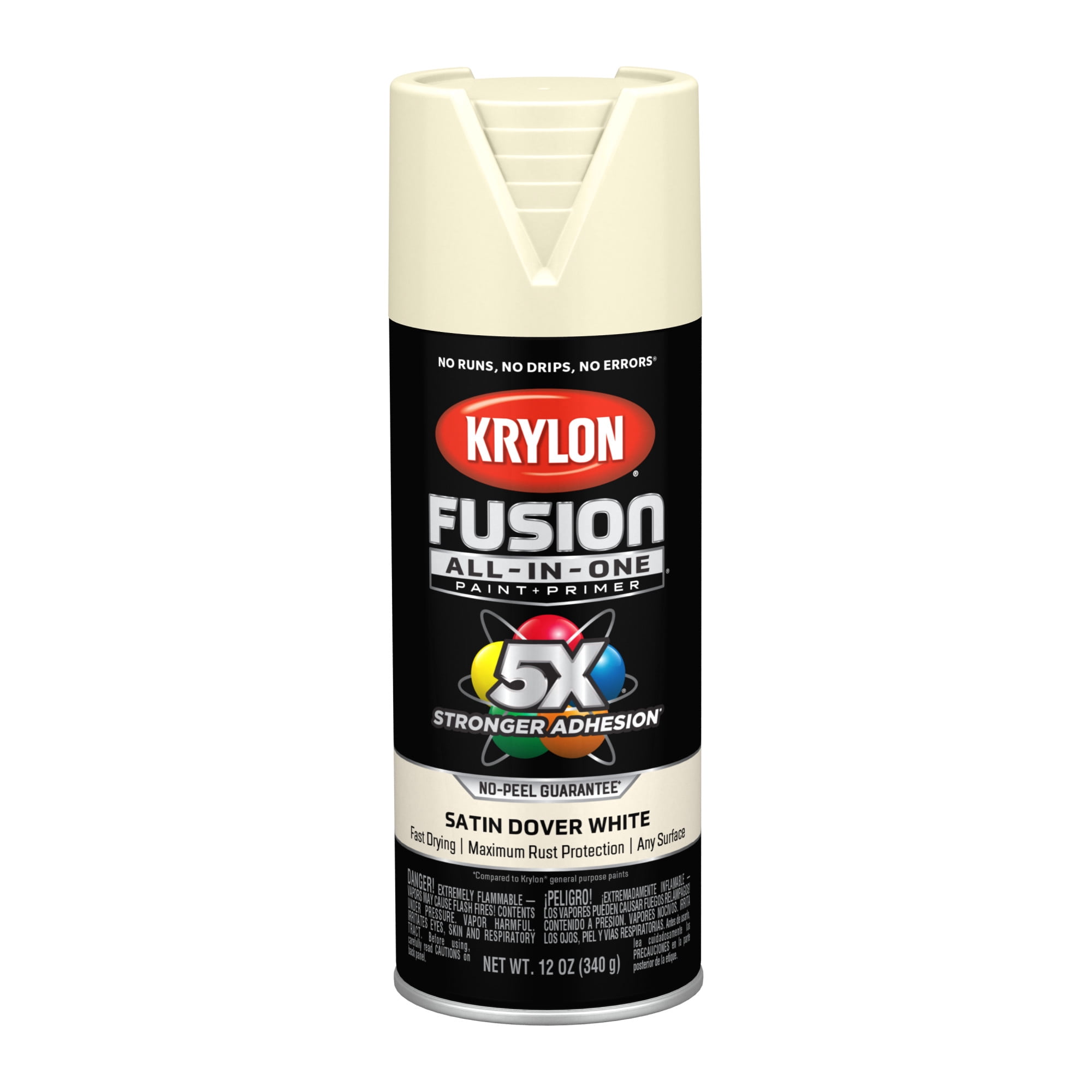 (2 pack) Krylon Fusion All-In-One, Satin, Dover White, 12 oz