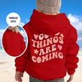thumbnail image 2 of FAOWME Girls Hoodie Long Sleeve Soft Sweatshirt Graphic Hoody Kids Cute Pullovers Tops Red 2-3 Years, 2 of 5