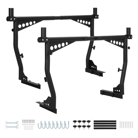 Danolapsi Universal Steel Truck Ladder Rack, 1000 Lbs Capacity Adjustable Pickup Bed Rack, 52"-82" Crossbar for Kayak, Lumber, Ladder, Rooftop Tent, Surfboard, No-Drill Heavy Duty Rack for Trucks