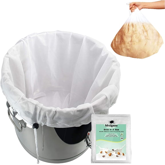 Brew Bags Extra Large Reusable 2 Pack 250 Micron Fine Mesh Bag for Fruit Cider Apple Grape Wine Press Drawstring Straining Brew in a Bag (2 pack-22"×26")