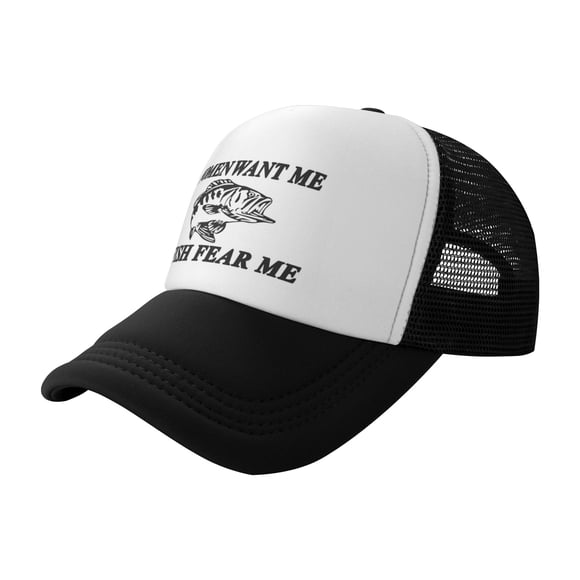 Women-Want-Me-Fish-Fear-Me-Bass-Trout-Catfish-Car-Sticker-Fish.jpg_640x640 Trucker Hats Black One Size Adjustable Snapback Hat