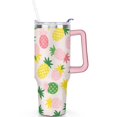 thumbnail image 2 of Mug with Handle and Straws 40 oz Vacuum Insulated Pineapple Travel Mug Birthday Present for Women Girls Daughter Mom Gifts for Him/Her Coffee Mugs, 2 of 7
