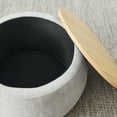 thumbnail image 4 of 2-Piece Set Round Storage Ottoman, Equipped with a Drum Shaped Small Stool, Ottoman with Storage Space, and Desktop Panel, Light Grey, 4 of 9