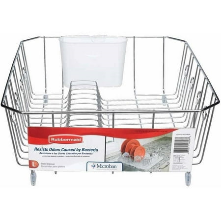 Rubbermaid Large Antimicrobial Dish Drainer, Chrome