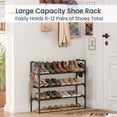 thumbnail image 2 of Sindcom 3 Tier Expandable Metal Shoe Rack with Hook, Shoe Organizer for Entryway Closet, Black, 2 of 7