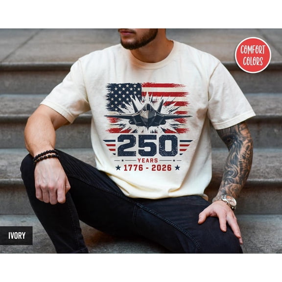 USA 250th Anniversary Shirt, America 250 Patriotic F14 Fighter Jet T-Shirt, 250 Years Independence Day Tee