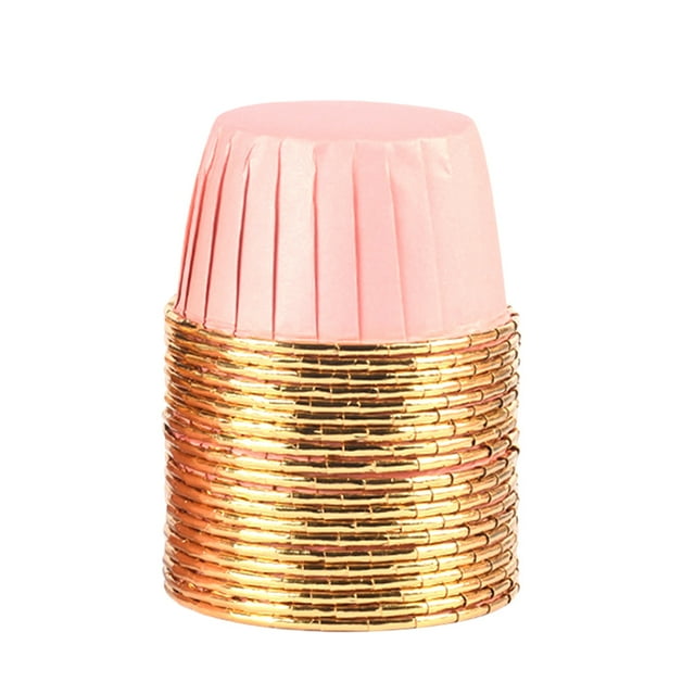 Toystoory 50 Uds. Envoltorio para cupcakes, revestimiento para magdalenas, envoltorios para pasteles, taza para hornear, bandeja, caja, vasos de Herramientas y accesorios para hornear oro rosado