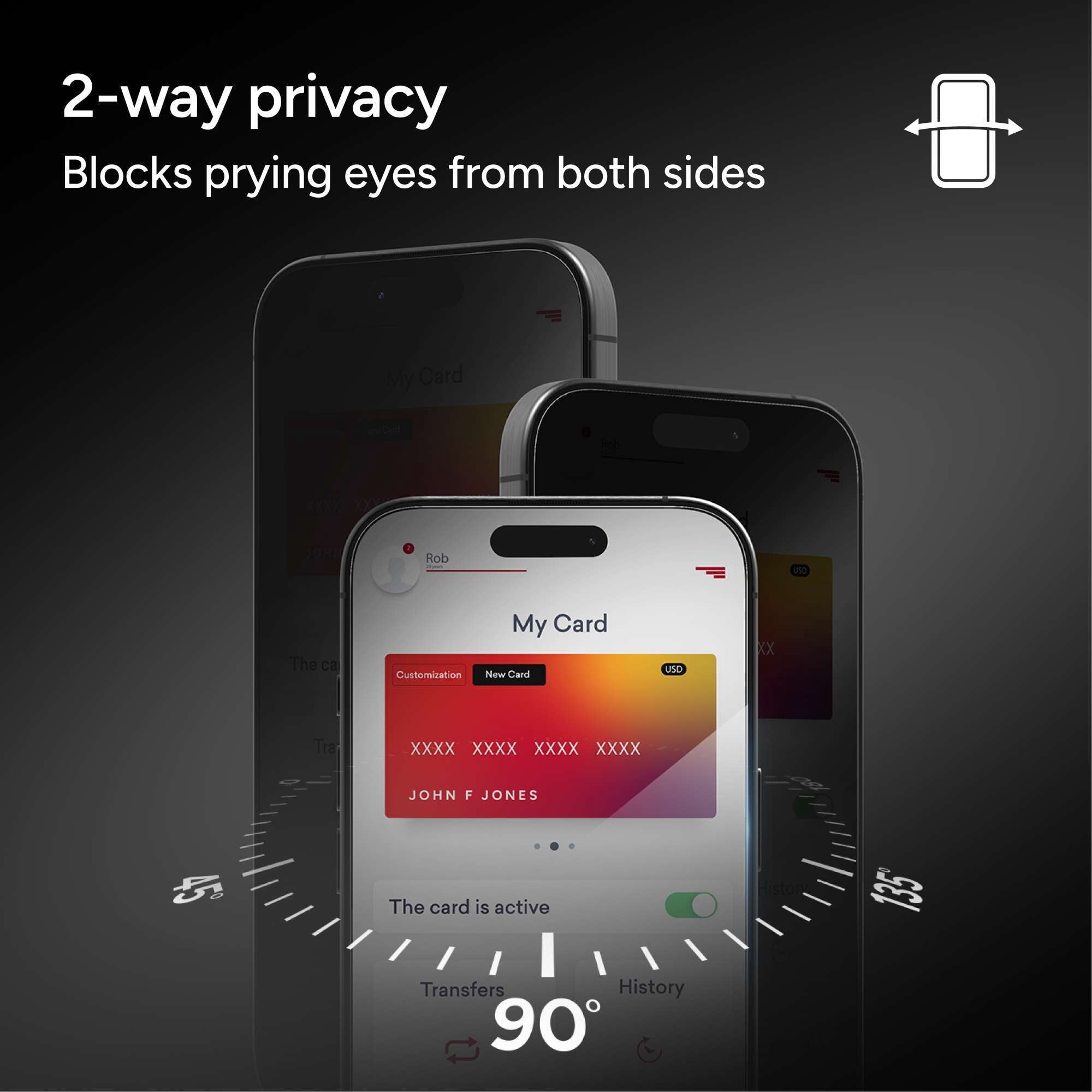 ZAGG InvisibleShield – Apple iPhone 17 Pro Glass Shield Privacy Screen Protector, PerfectFit™ Installation, 3x Stronger Glass, Impact & Scratch Protection