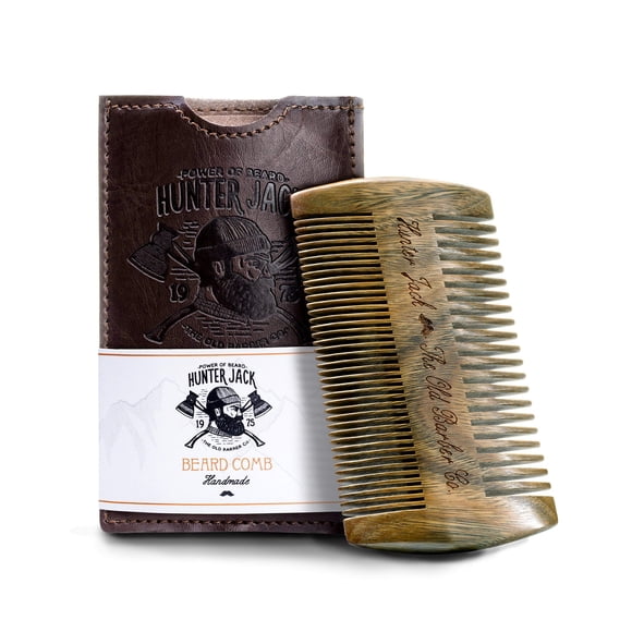 Peineta para barba Hunter Jack, madera de sándalo, dientes finos y anchos