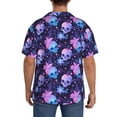 thumbnail image 3 of Sikiie Skull starry sky flower leaf Men's Wrinkle Free Untucked Cuban Shirt Business Casual Button Down Shirts Short Sleeve ShirtX-Large, 3 of 5