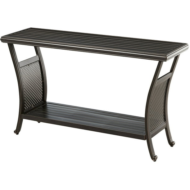 Slat Top Outdoor Console Table, Wrought Iron Console Table Outdoor