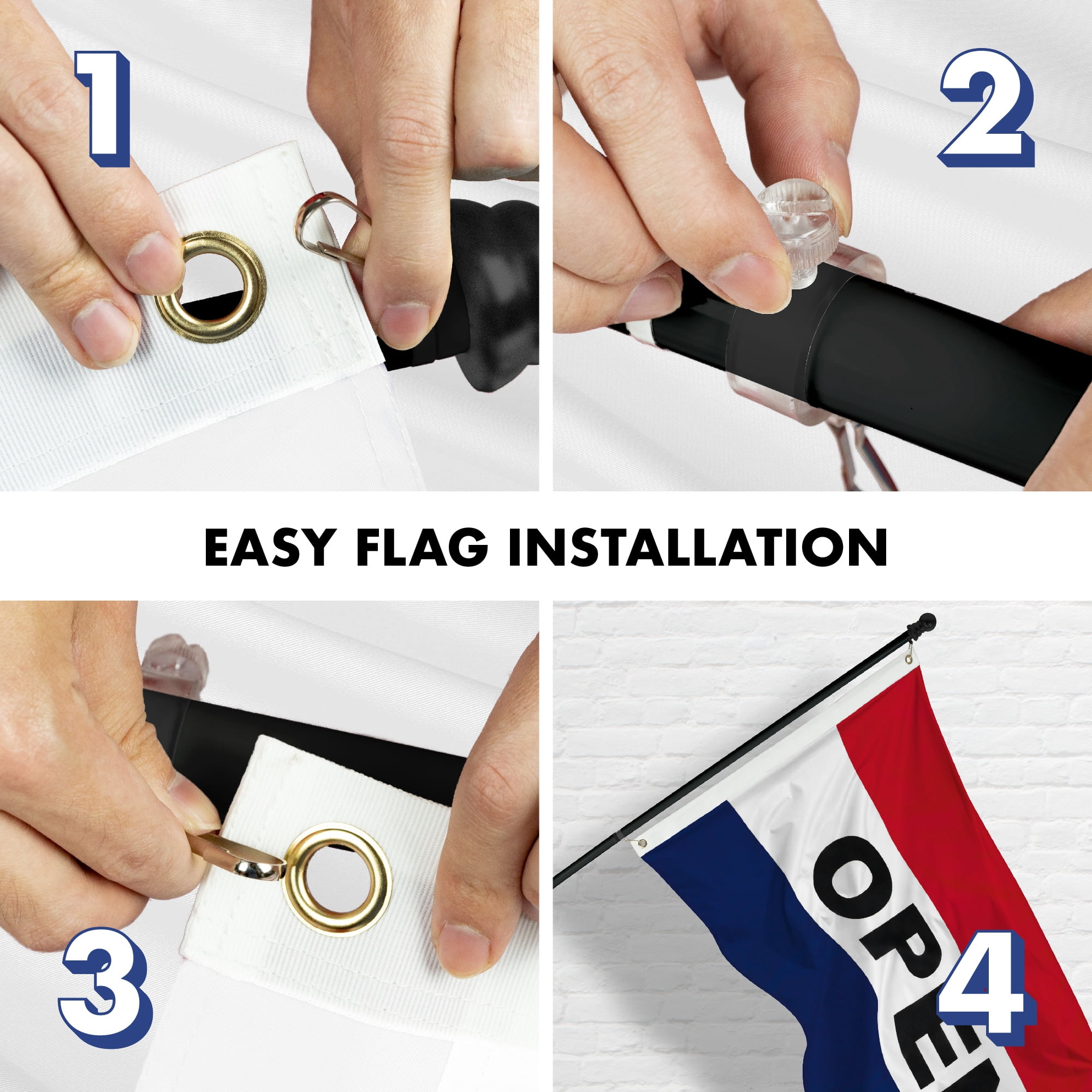 G128 - 6 Feet Tangle Free Spinning Flagpole (Black) Open Brass Grommets Printed 3x5 ft (Flag Included) Aluminum Flag Pole