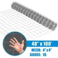 thumbnail image 2 of Fencer Wire 4 ft. x 100 ft. Galvanized Welded Wire Fence with 4" x 4" Square Opening, 16 Gauge Wire Mesh Fence Roll for Vegetables Garden Netting Chicken Coop Animal Enclosure, 2 of 9