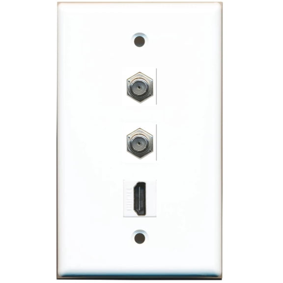 Ultra Spec Cables 2 Port Coax Cable TV HDMI Wall Plate Solid