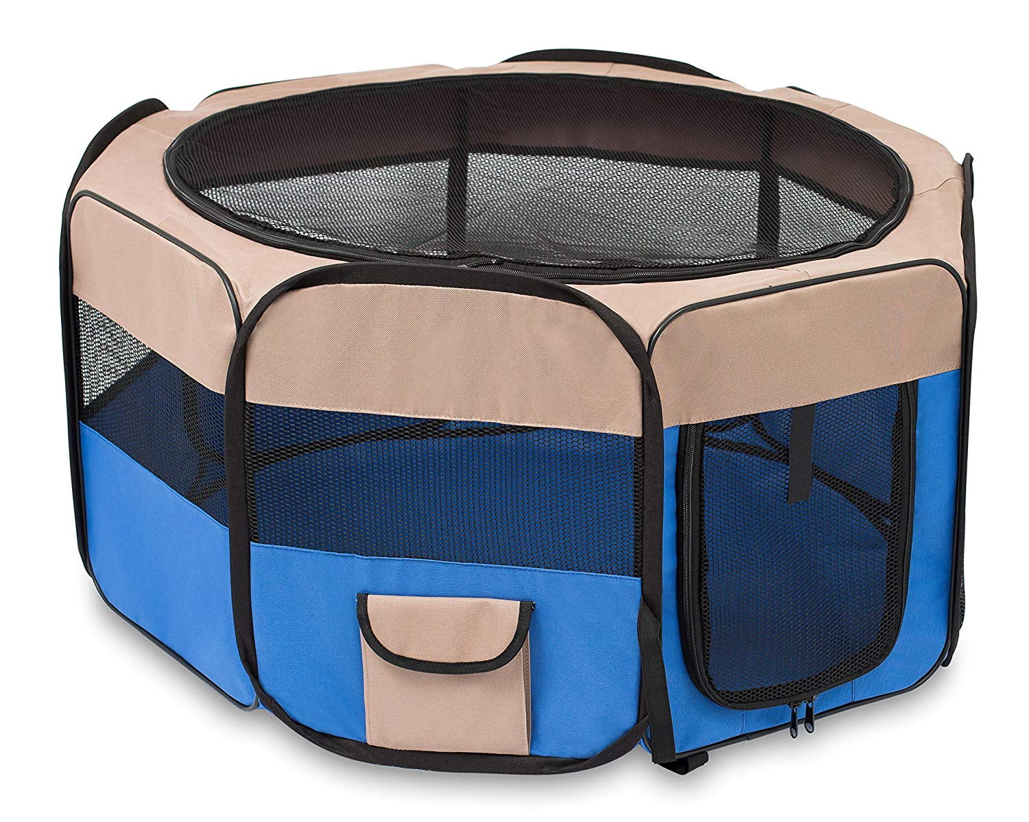 Soft Sided Popup Pet Playpen, Blue, Small, 17"H