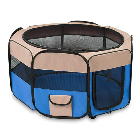 BIRDROCK HOME Internet’s Best Soft Sided Pet Playpen | Small | Portable Puppy Pet Enclosure | Dog or Cat | Indoor Outdoor Mesh Kennel | Easy Travel | Folding and Collapsible Cage | Blue and (Best Small Indoor Dogs For Families)