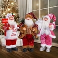 thumbnail image 3 of Todaioua 12" Christmas Santa Figurines Standing Santa Claus Figure Wearing Coat Clothes & Boots, Gifts Bag and Present Box in Arms, Gifts for Holdiday Winter Home Table Xmas Party, 3 of 5