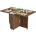 thumbnail image 1 of Bingirl Folding Kitchen Table with 6 Wheels, Folding Dining Table with Drawer and Storage, Suitable for Small Spaces and Kitchens, 1 of 7