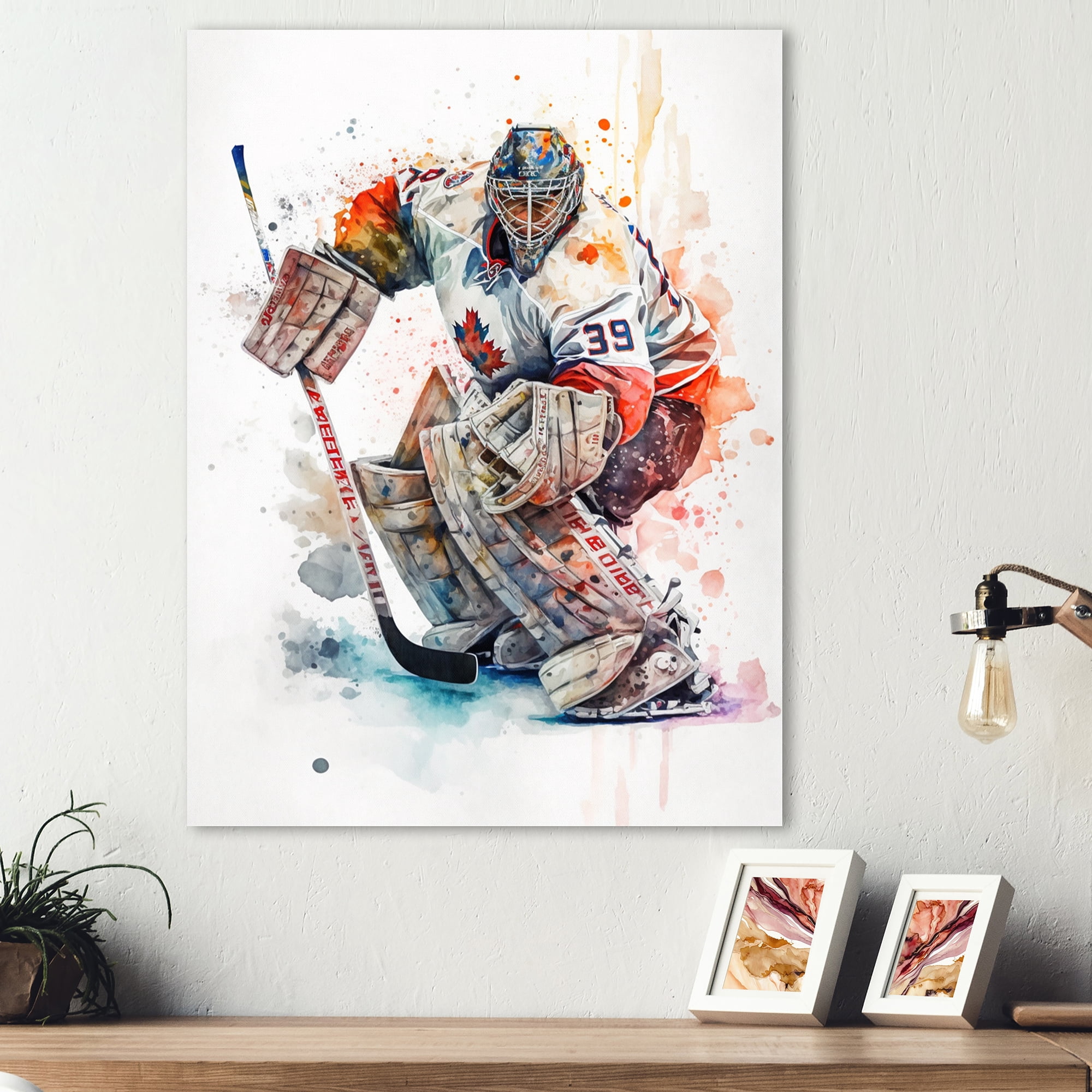 Designart Hockey Goalie On Ice During Game I Canvas Wall Art