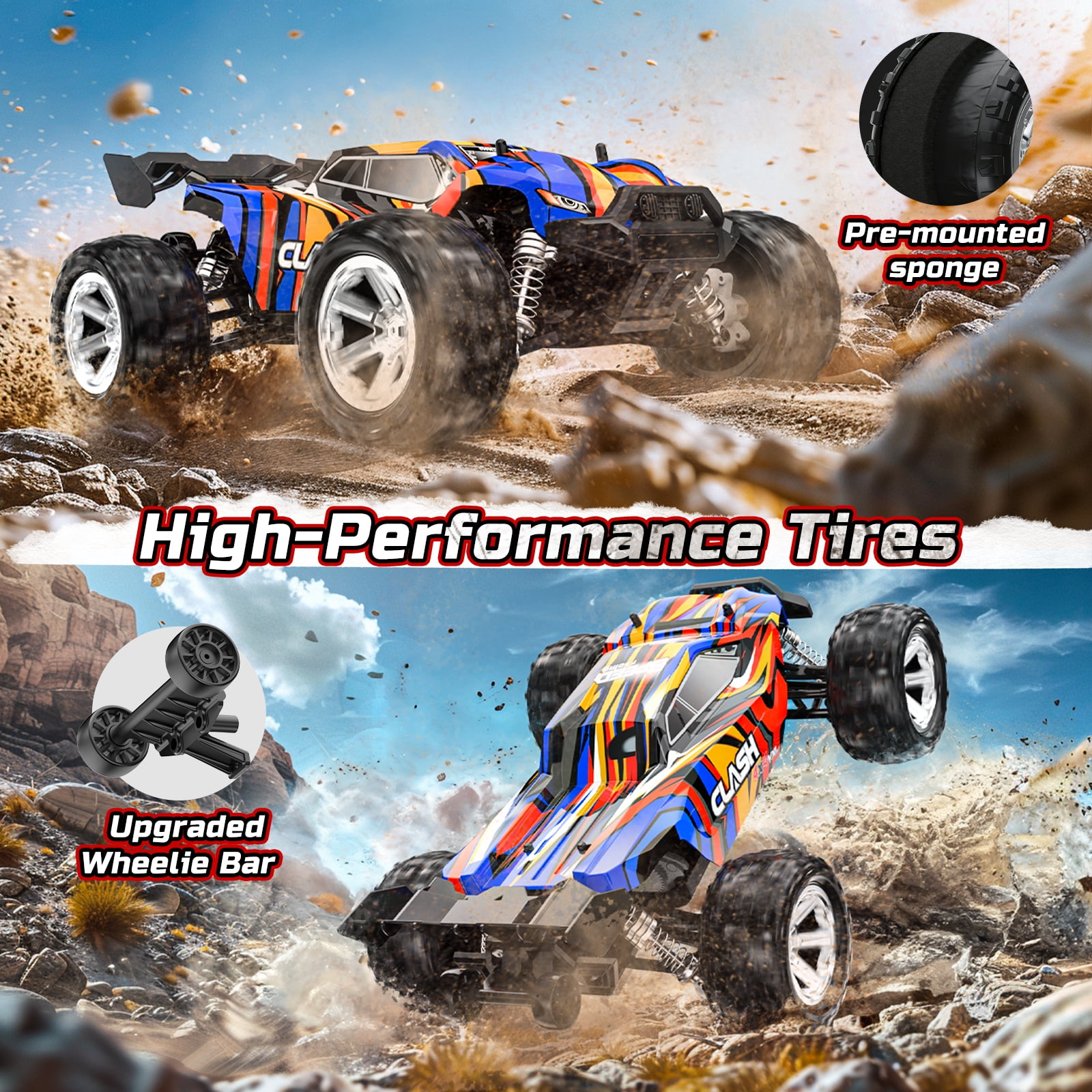 JoyStone 1:16 Brushless Fast RC Cars for Adults, Max 60+mph Hobby Electric RC Truck with 3S Lipo Battery, Waterproof High-Speed Remote Control Monster Truck with 2 Shells