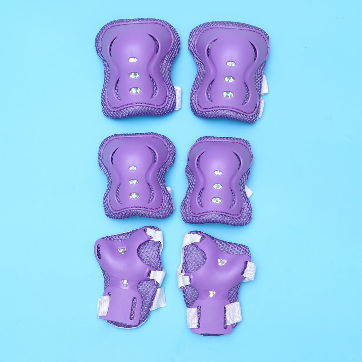 6pcs/1 Set Outdoor Sports Protector Protective Gear Knee Pads Elbow Pads Wrist Guard for Cycling Skateboard Riding (Purple)