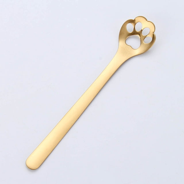 Bonita cuchara de caf de acero inoxidable 304, cuchara para revolver t, cuchara para taza, cuchara con forma de garra de perro, taza ahuecada