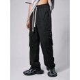 thumbnail image 2 of Pantalones cargo ZAFUL con bolsillo plano, paracaídas para hombre, talla M, color negro, 2 of 5