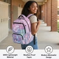 thumbnail image 3 of Bulopur Pastel Pink Drip Glitter Star Axolotl Kids Backpack for Girls, Kawaii Sparkle Salamander Print School Bag Lightweight/Breathable/Durable/Waterproof Multi-Pocket Book Bag for Daily Use, 3 of 7
