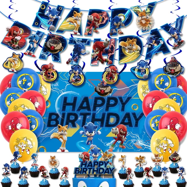 Suministros para fiestas de cumpleaños Nikou Juegos de anime Bandera de pancarta Adorno para tarta Globo Cinta azul plana